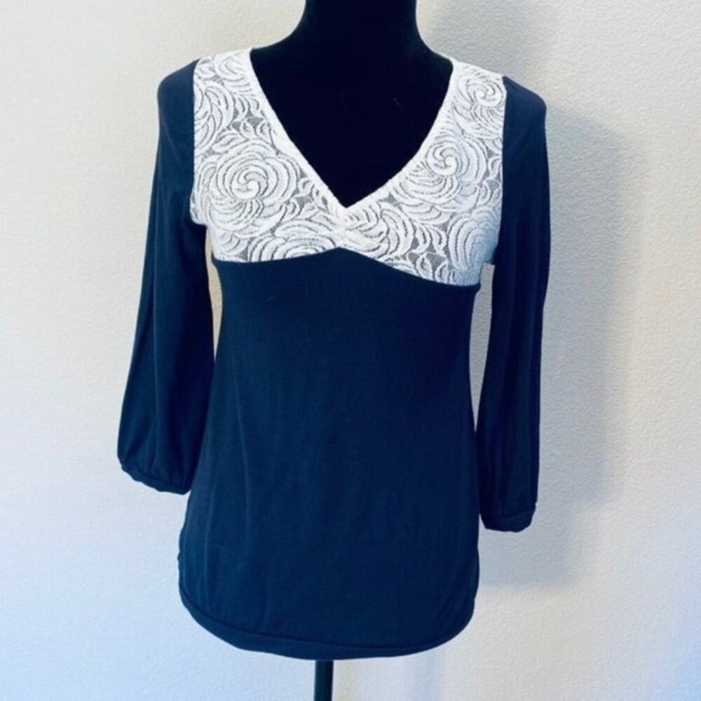 Postage Stamp Anthropologie Size Small navy lace Long Sleeve